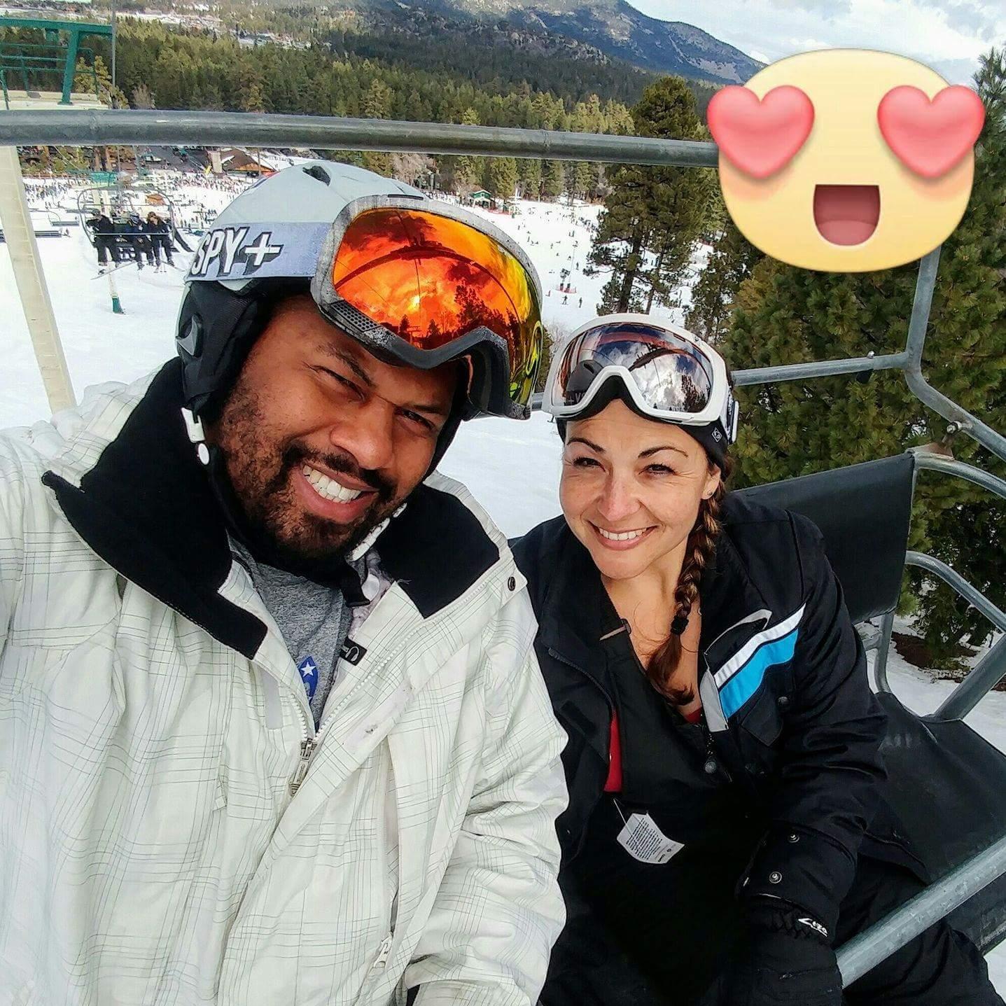 Our first trip snowboarding.