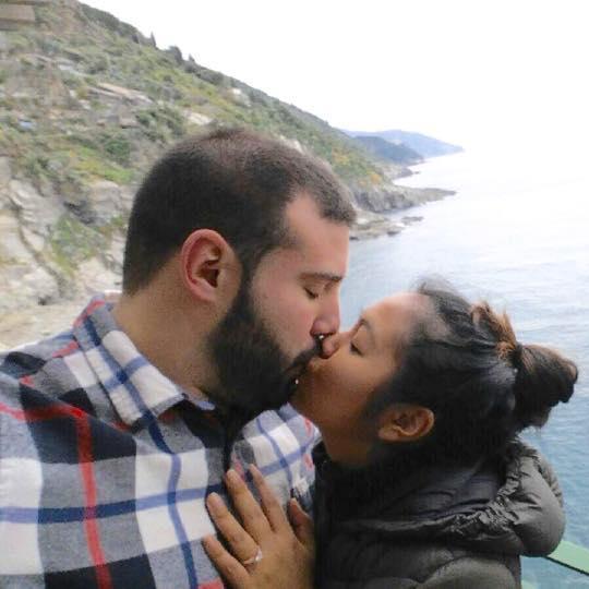 We took this pic on the Gianni Franzi hotel terrace in Vernazza, Italy right after Chris proposed and I said yes! (December 2015)