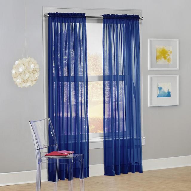 63"x59" Calypso Voile Rod Pocket Sheer Curtain Panel Royal Blue - No. 918
