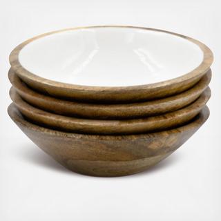 Wood & White Mango Wood Serving Bowl, Set of 4
