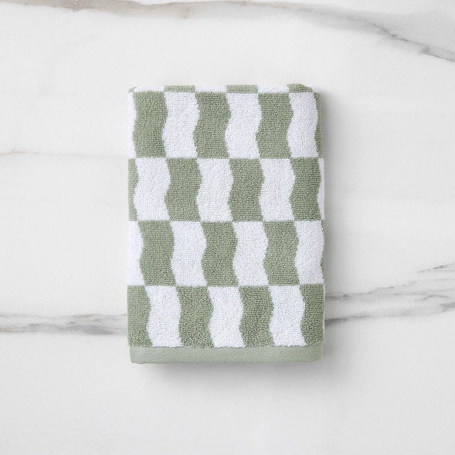 Wavy Block Towel, Hand Towel, Sage