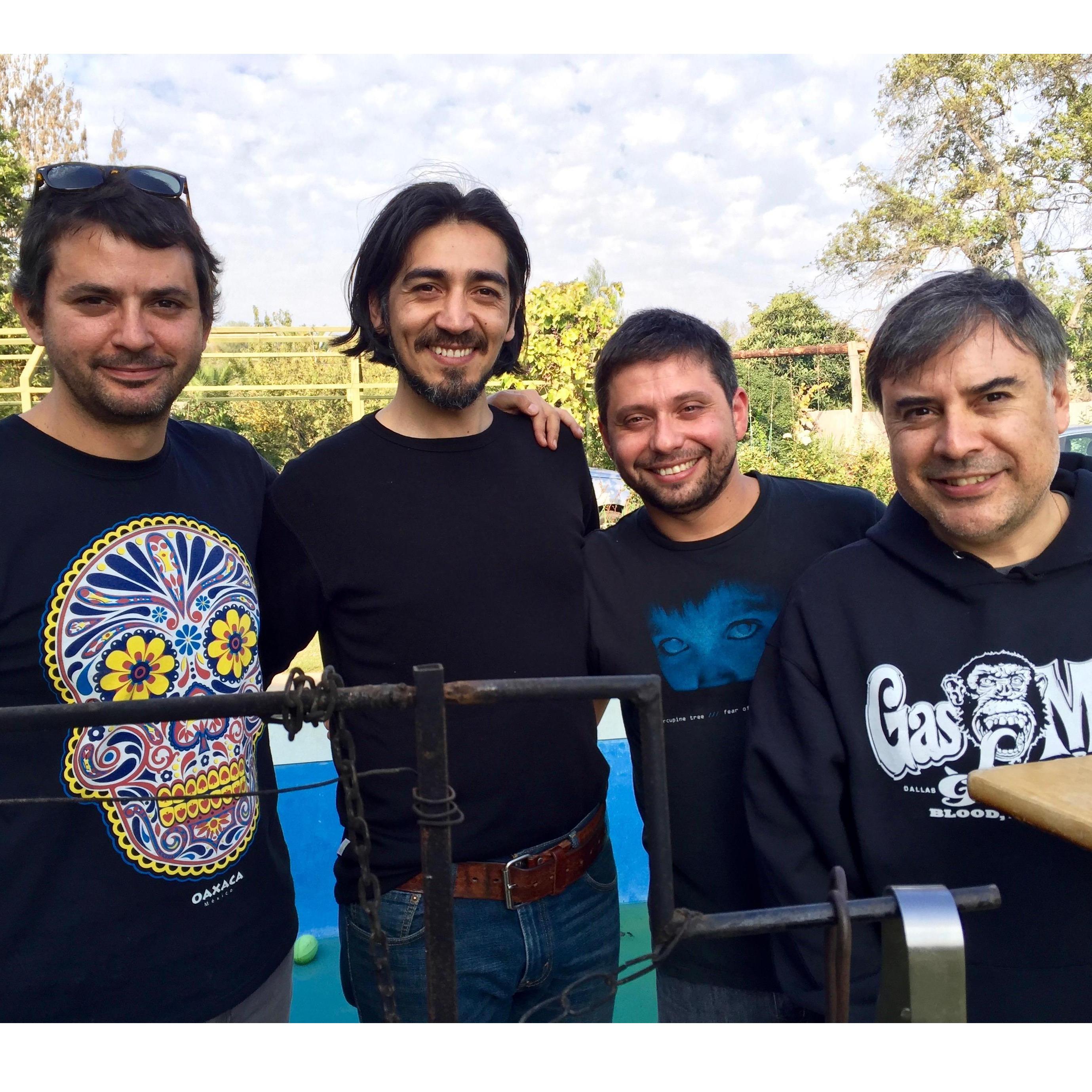 Oriel with friends Ferenc, Pablo and Roly