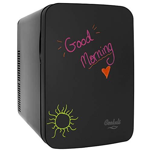 Cooluli Vibe Black 15 Liter Compact Portable Cooler Warmer Blackboard Mini Fridge for Bedroom, Office, Dorm, Car - Great for Skincare & Cosmetics (110-240V/12V)