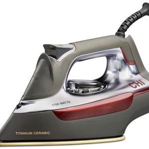 CHI Steam Iron for Clothes with 300+ Holes for Powerful Steam ing, Temperature Guide Dial, 1700 Watts, XL 10’ Cord, 3-Way Auto Shutoff, Titanium Infused Ceramic Soleplate, Silver (13101)