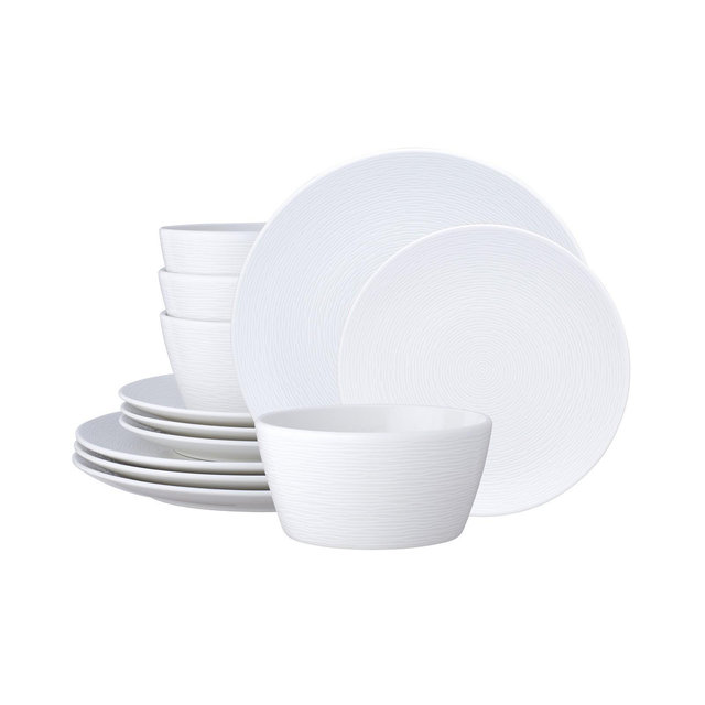 Noritake Swirl Coupe 12 Piece Dinnerware Set, Service For 4