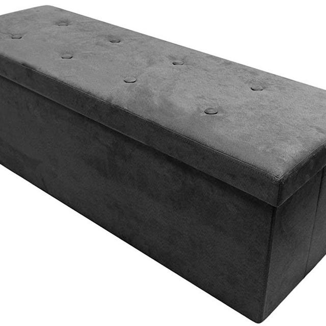 Sorbus Storage Ottoman Bench – Collapsible/Folding Bench Chest with Cover – Perfect Toy and Shoe Chest, Hope Chest, Pouffe Ottoman, Seat, Foot Rest, – Contemporary Faux Suede (Black)