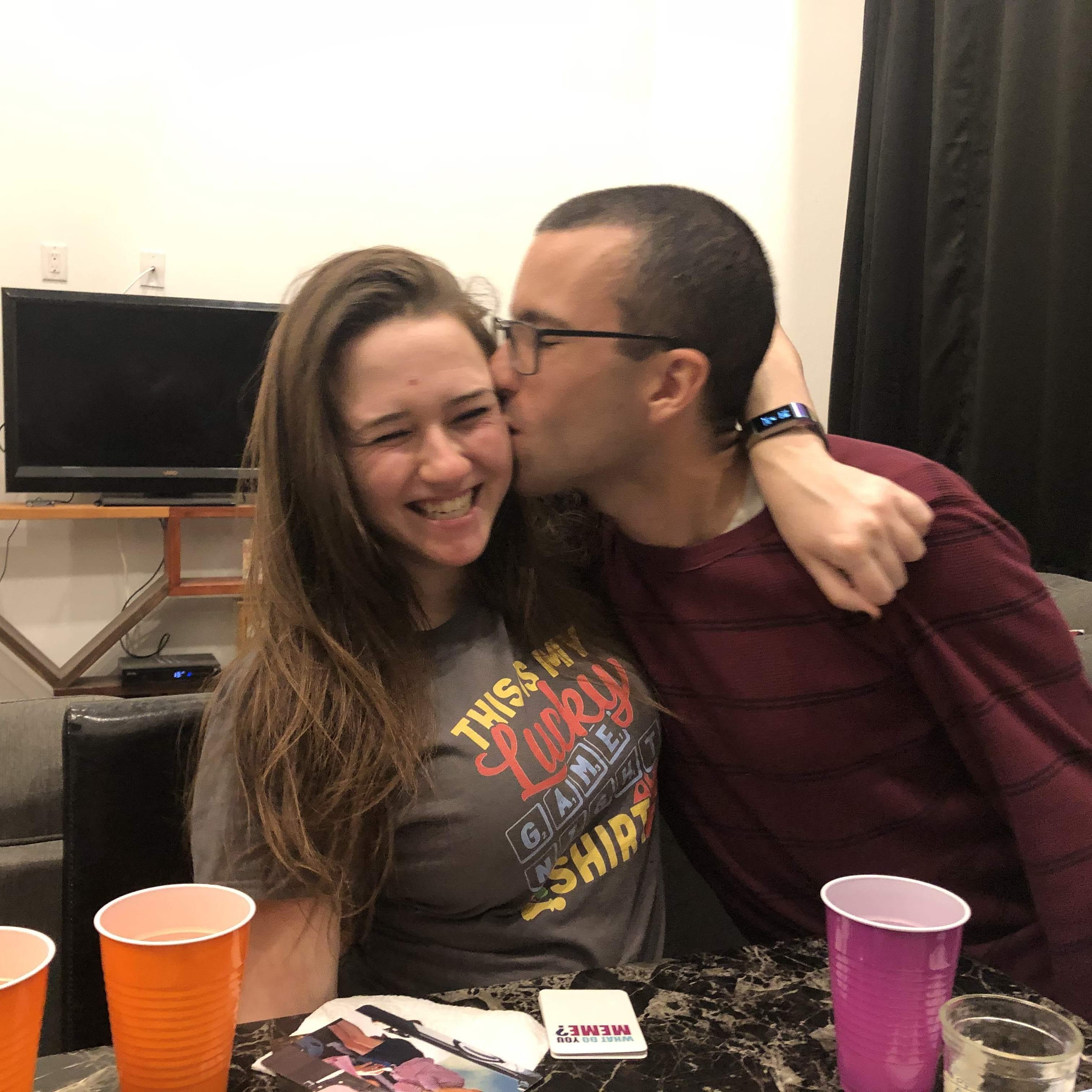 The first picture of us as a couple. During game night