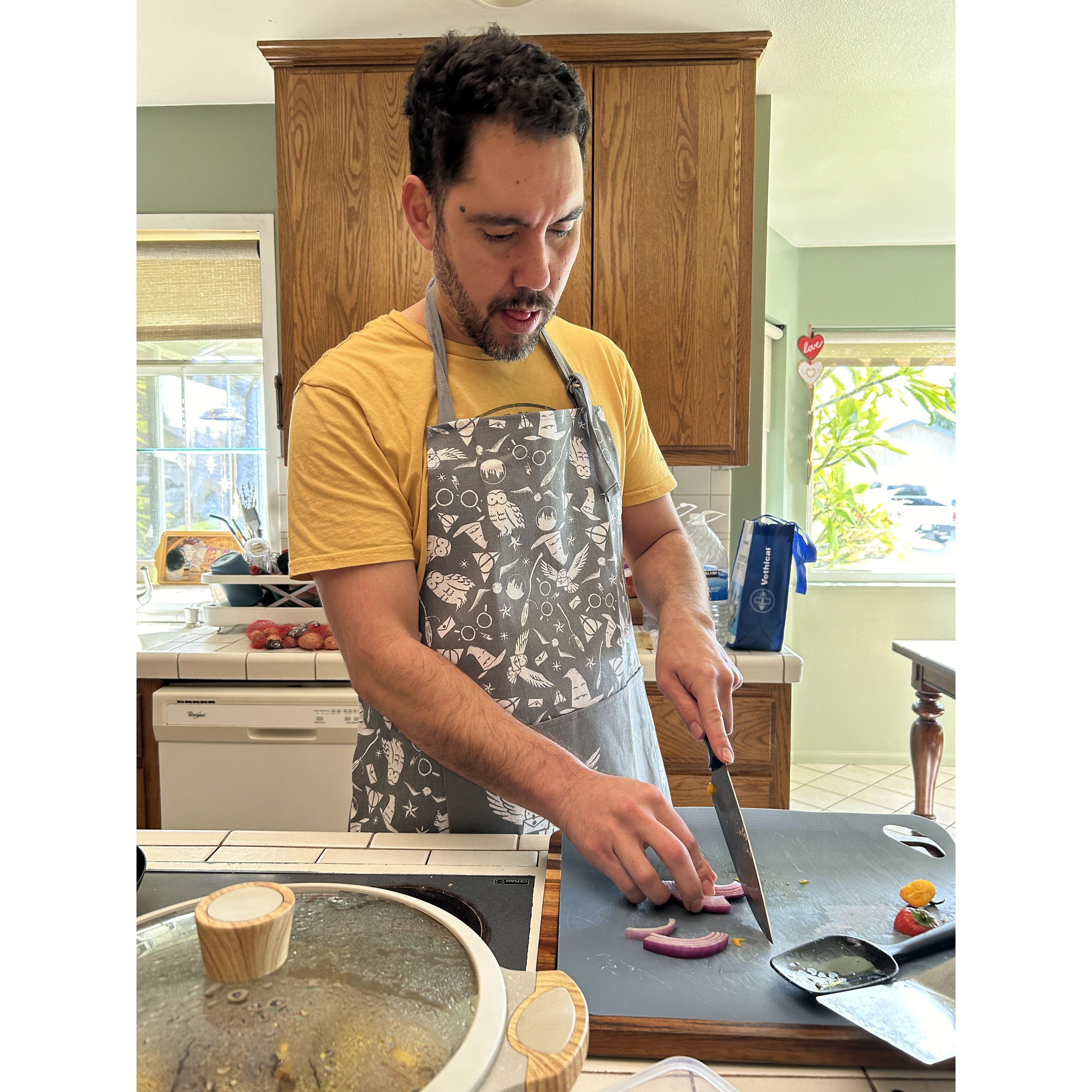Sol making his delicious tacos- April 2023.