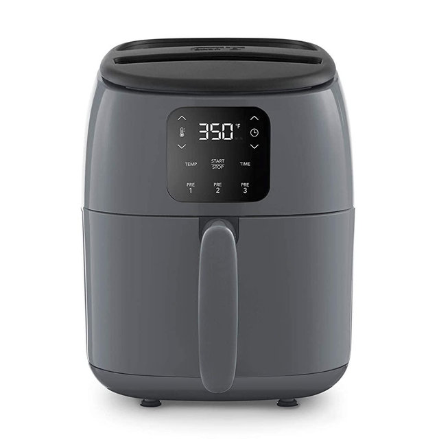 Dash Tasti-Crisp™ Digital Air Fryer with AirCrisp® Technology, Custom Presets, Temperature Control, and Auto Shut Off Feature, 2.6 Quart - Cool Grey