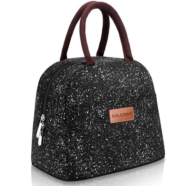 BALORAY Lunch Bag Tote Bag Lunch Bag for Women Lunch Box Insulated Lunch Container (Black with starry)