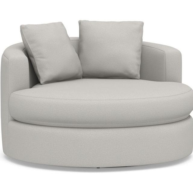 Balboa Upholstered Grand Swivel Armchair, Polyester Wrapped Cushions, Heathered Chenille Pebble