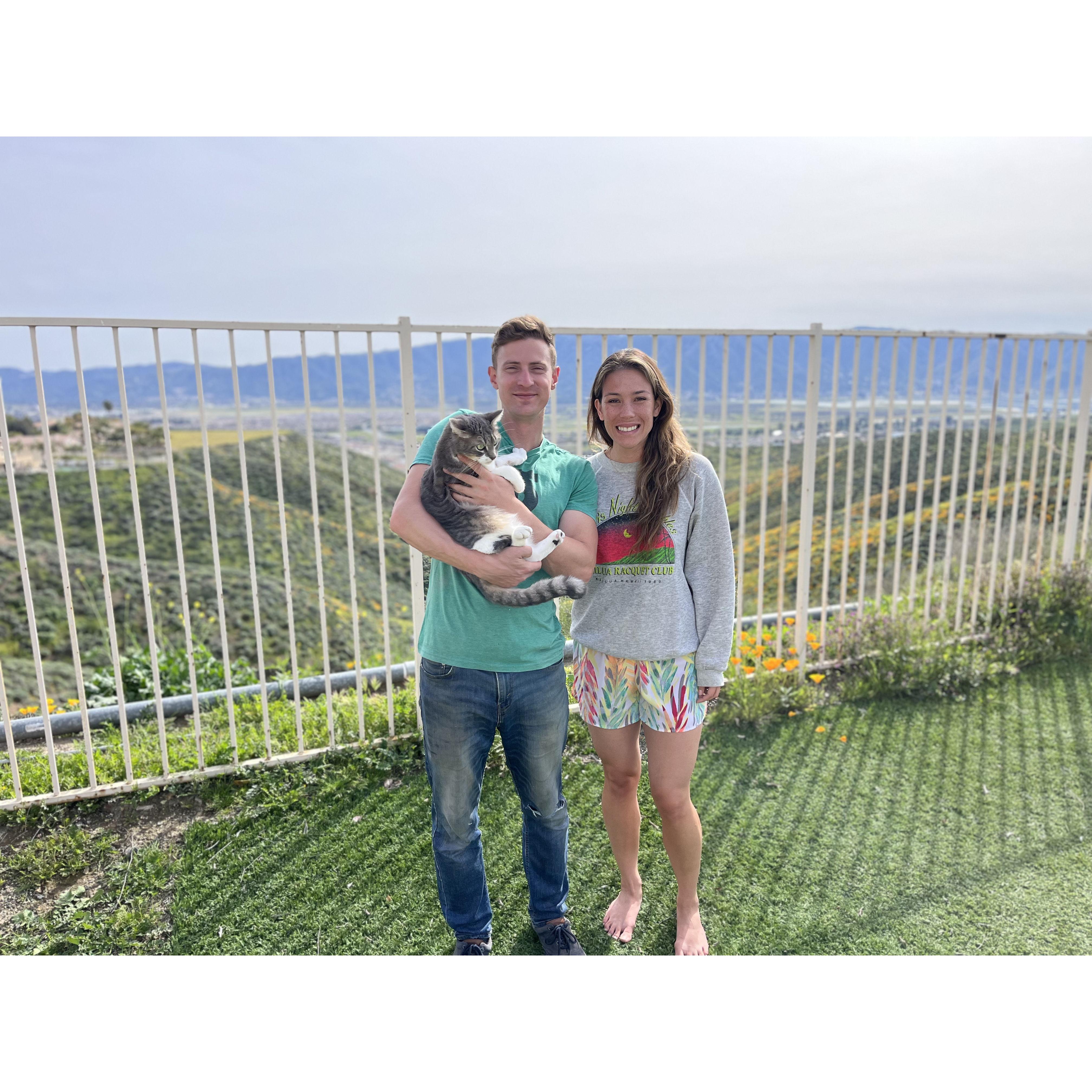 Backyard family pic with our baby girl Kiwi.