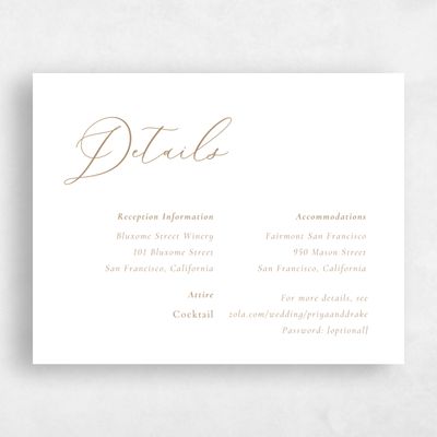 Metallic Bronze, Brown Wedding Enclosure - Merlo Letterpress