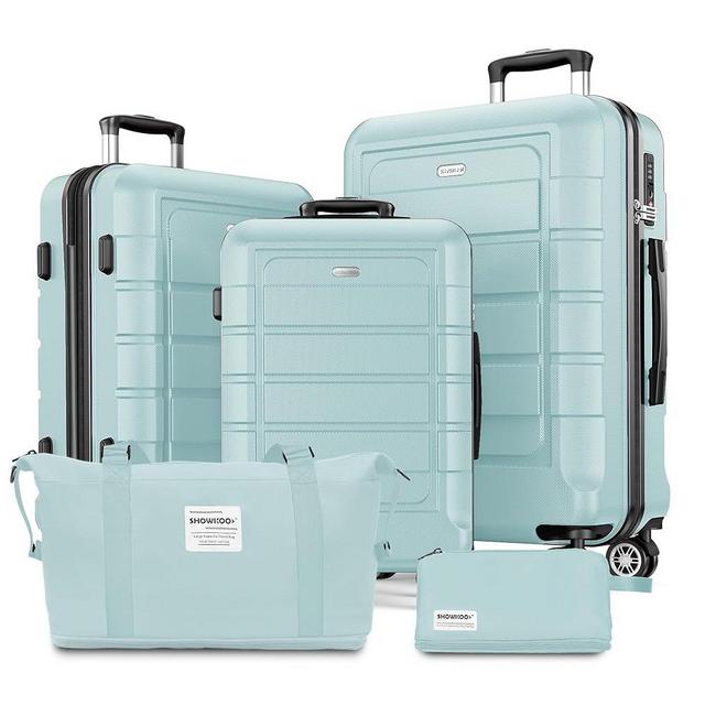 SHOWKOO Luggage Sets Expandable PC+ABS Durable Suitcase Double Wheels TSA Lock 5pcs Mint Green