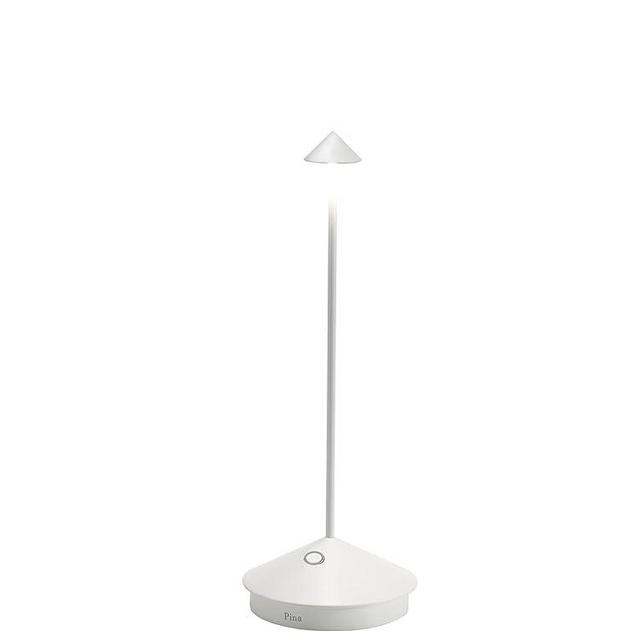 Zafferano Pina Pro LED Table Lamp (Color: White) in Aluminum, IP54 Protection, Indoor/Outdoor use, Contact Charging Base, 11”, USA Plug