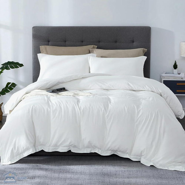 SLEEP-NEST Oversized Super King Duvet Cover Set 120x120 Inches – 3-Piece Luxury Bedding, 100% Pure Cotton Sateen Weave, Soft & Breathable All-Season, Zipper Closure, Antique White