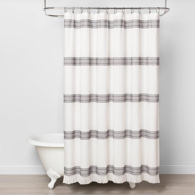 Textured Dobby Stripe Shower Curtain Gray - Hearth & Hand™ with Magnolia