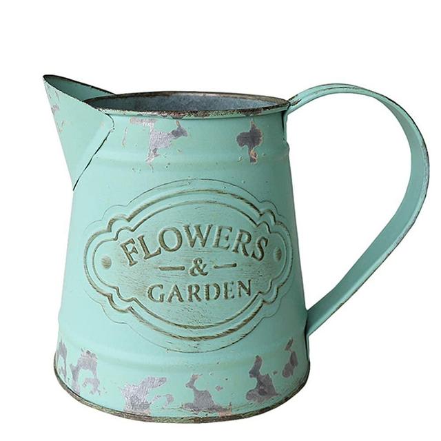 VANCORE Shabby Chic Metal Jug Vase Pitcher Flower Holder for Home Decoration
