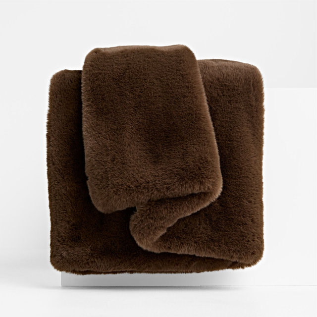 Faux Fur 70"x55" Deep Brown Throw Blanket