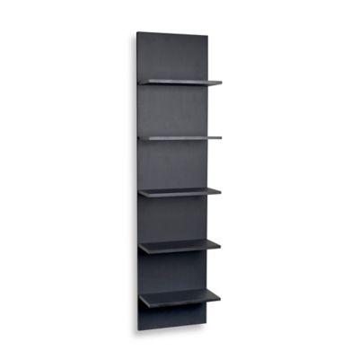 Wide Column Wall Shelf in Black Grain Finish