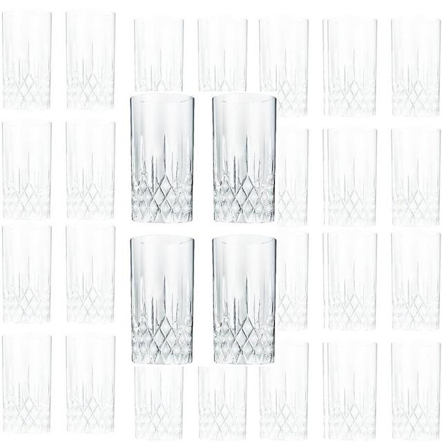 LEMONSODA Drinking Glasses – Premium Water Glasses - Crystal Cut Glasses for Lemonade, Cocktails – Elegant Glassware Set Collins Glasses for Home Bar - Housewarming Gifts (Set of 32-12oz) [2100]