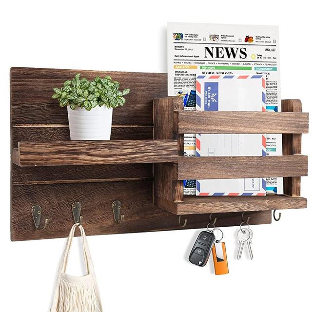 Tribesigns Way to Origin Brown 4-in-1 Entryway Coat Rack with Shoe Bench and Hutch, Vintage Industrial Wood Accent Furniture with Metal Frame