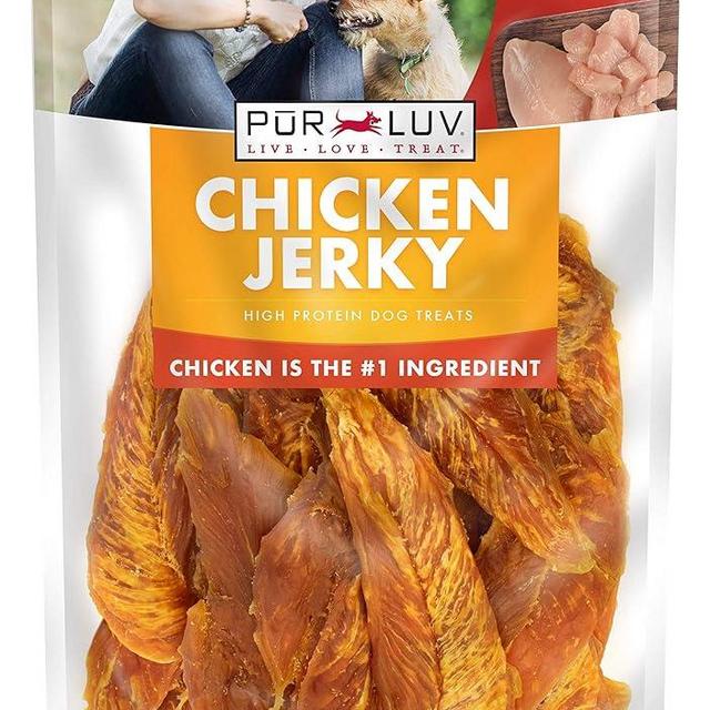 Pur Luv Dog Treats, Chicken Jerky for Dogs, Made with 100% Real Chicken Breast, 16 Ounces, Healthy, Easily Digestible, Long-Lasting, High Protein Dog Treat, Satisfies Dog's Urge to Chew (Pack of 1)