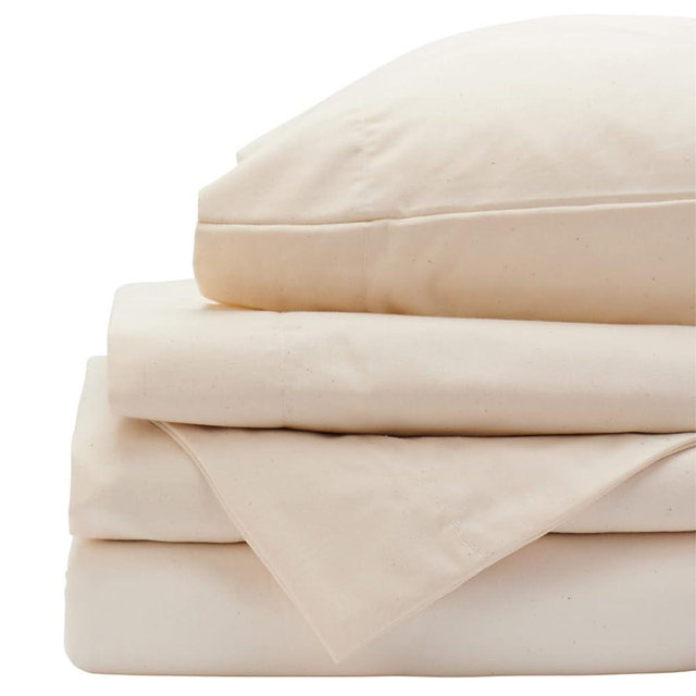 Red Land Cotton Luxury Sheet Set | 100% American Grown Cotton Basics | Premium Hotel Ultra-Soft Lightweight 4 Piece USA Made Deep Pocket Fitted, Flat Sheet, & pillowcases Percale Weave (Queen/Natural)