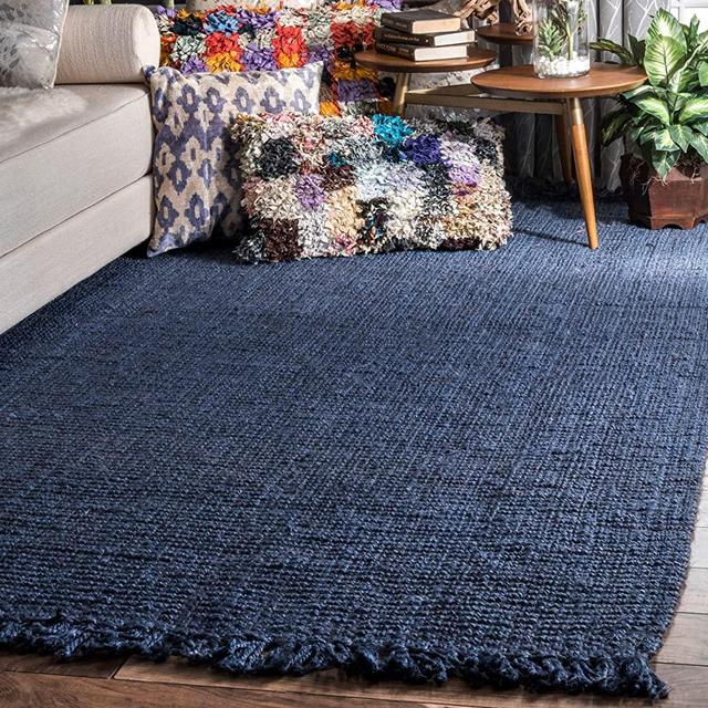 nuLOOM Natura Collection Chunky Loop Jute Rug, 3' x 5', Navy Blue