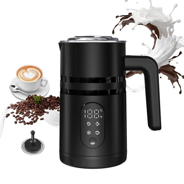 Milk Frother, 4 in 1 Electric Milk Steamer for Coffee with Temperature Display, 11.8oz/350ml Detachable Automatic Milk Warmer and Cold Foam Maker for Coffee, Latte, Cappuccino
