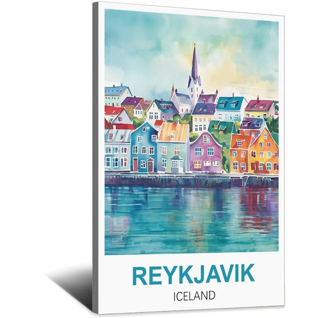 SLJGINEO Reykjavik Iceland Vintage Travel Posters 20x30inch(50x75cm) Canvas Wall Art Print Modern Painting Poster for Living Room Decor