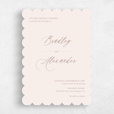 Beige Scalloped Wedding Invitation - Andros Portrait