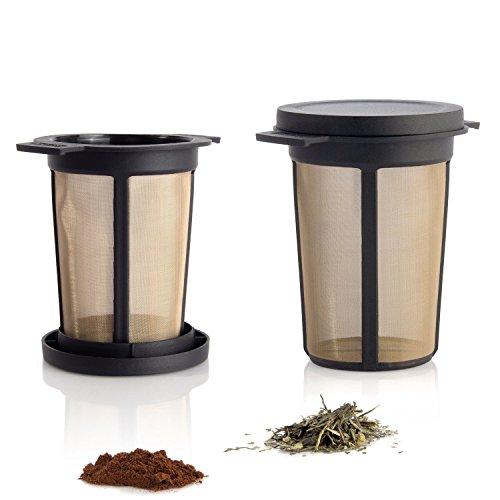 Finum Reusable Stainless Steel Coffee and Tea Infusing Mesh Brewing Basket, Large, Black