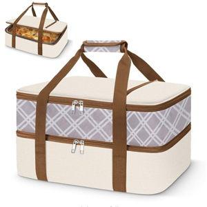 Coobiiya Insulated Casserole Carrier,Lasagna Lugger Tote Keeps Food Hot or Cold,Thermal Lunch Bag Warmer & Cooler Carrier Bag,Portable Tote Bag Fits 9" x 13" Baking Dish for Picnic and Cookout