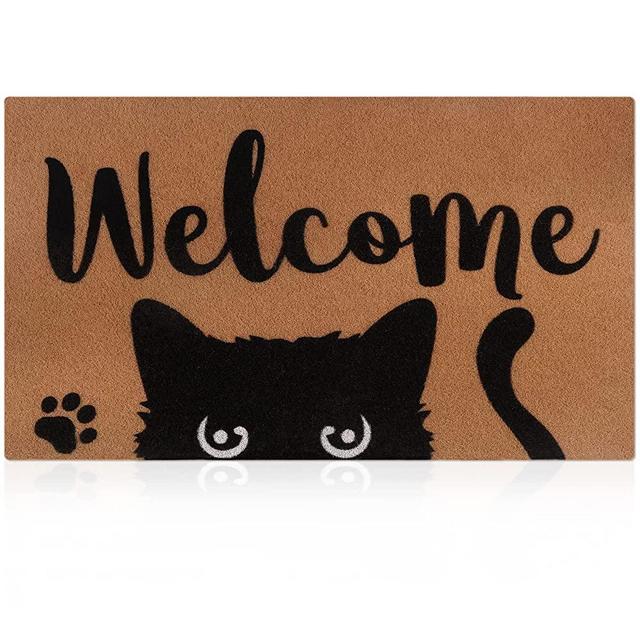 Cat Welcome Doormat Funny Cat Mat with Non-Slip Backing Indoor Outdoor Welcome Door Mat for Entryway Porch Cat Lover Housewarming Gift
