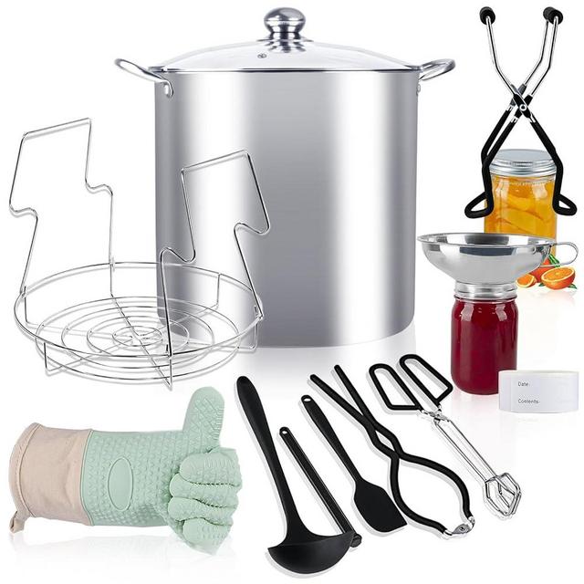 Canning Pot-Canning supplies starter kit, Stainless Steel Canning Tool Kit，Water bath canner with rack for canning.