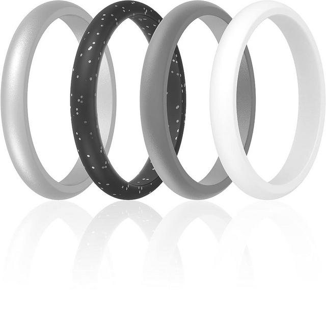 ThunderFit Women's Thin and Stackable - Silicone Rings Wedding Bands - Promise rings 2.5mm Width - 2mm Thick