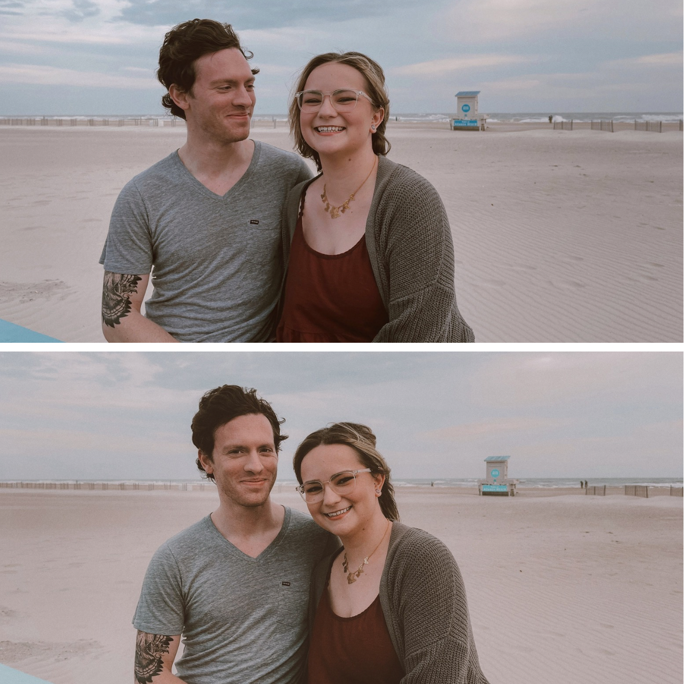 Ashley and Josh's first official date was at the beach. So it was only natural for Josh to recreate their first date and purpose at the beach.