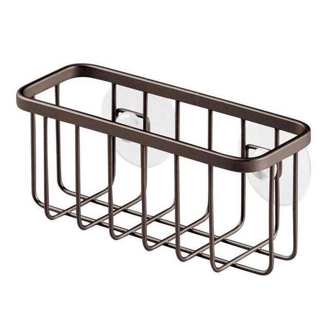 InterDesign Gia Kitchen Sink Suction Holder for Sponges, Scrubbers, Soap - Bronze
