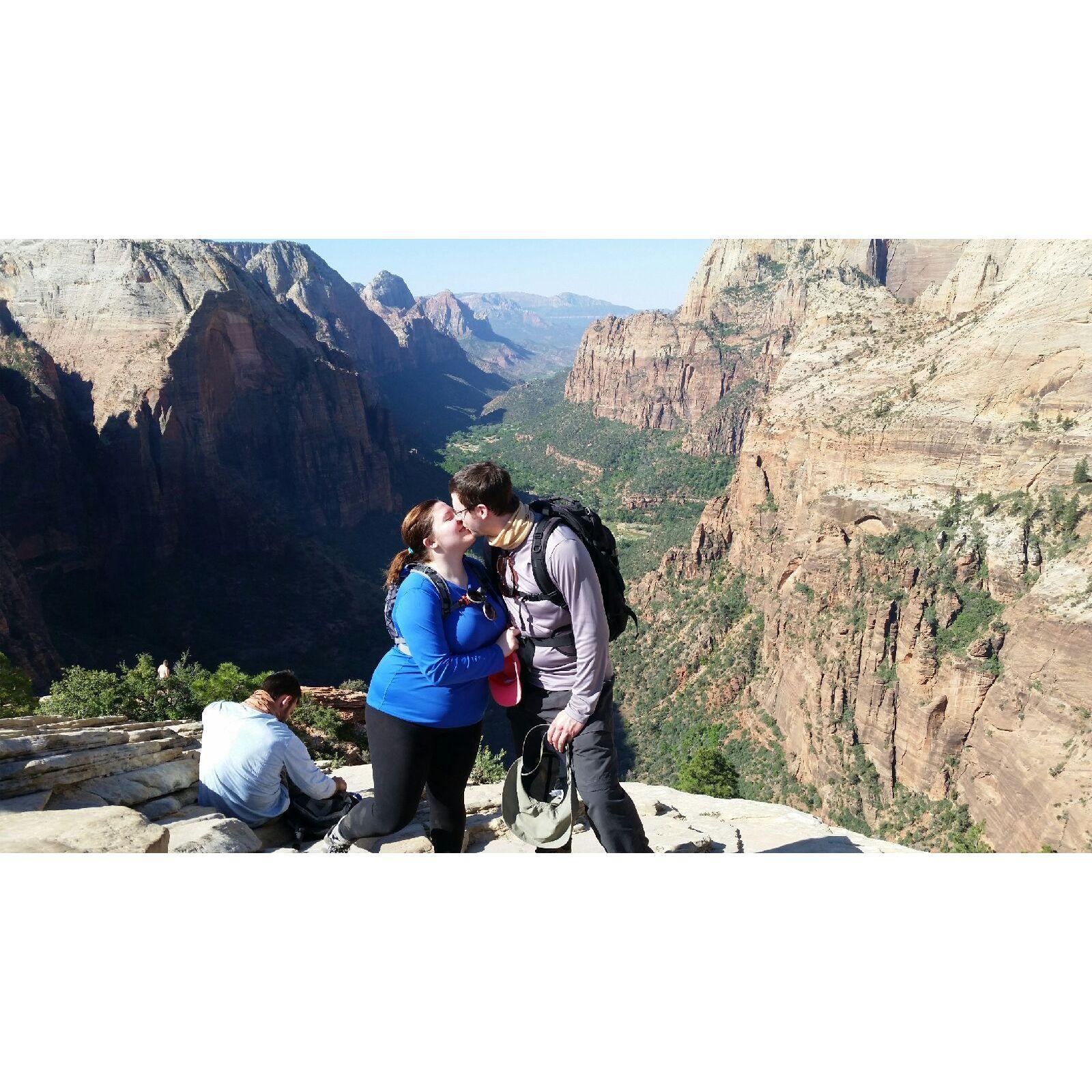 At the top of Angels Landing in Zion