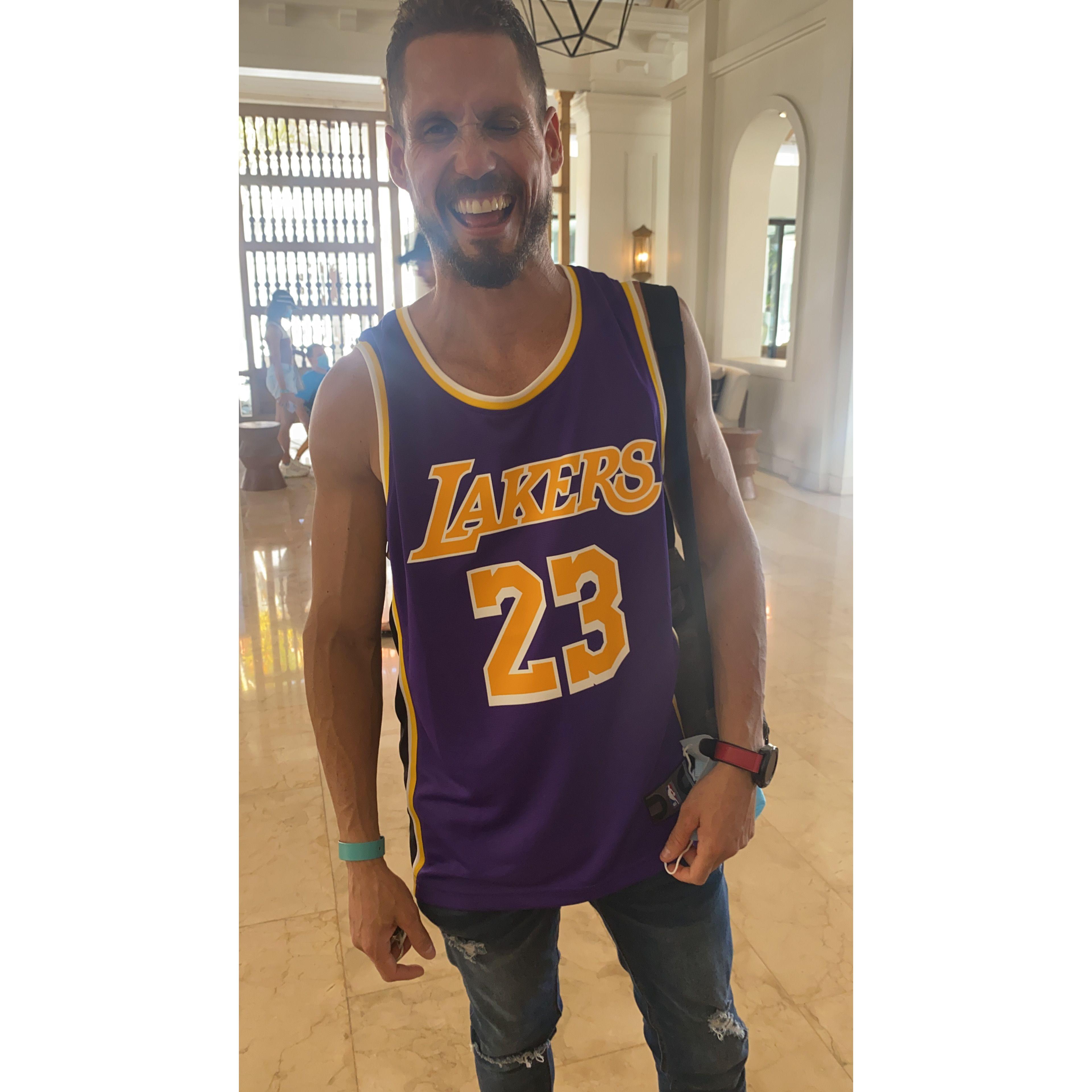 Groom Bragging with his Lebron Jersey