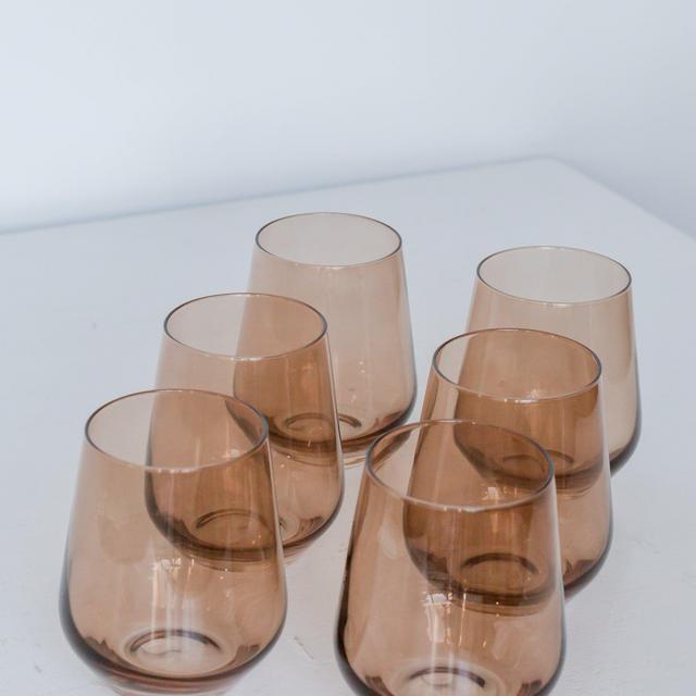 Estelle Colored Wine Stemless - Set of 6 {Amber Smoke}