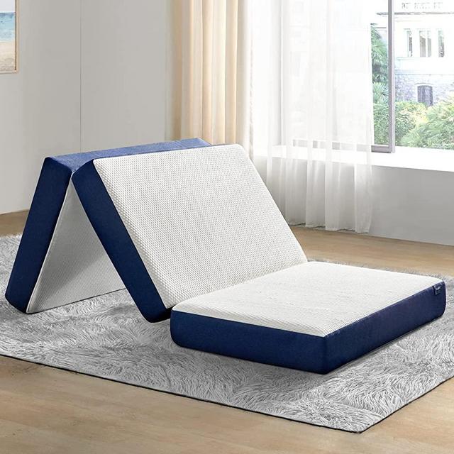 Molblly Folding Mattress, 6 inch Memory Foam Tri Folding Mattress, Portable Trifold Mattress Topper with Breathable & Washable Cover, Foldable Mattress Guest Bed for Camping, Queen SIze - 58"x 78"x 6“