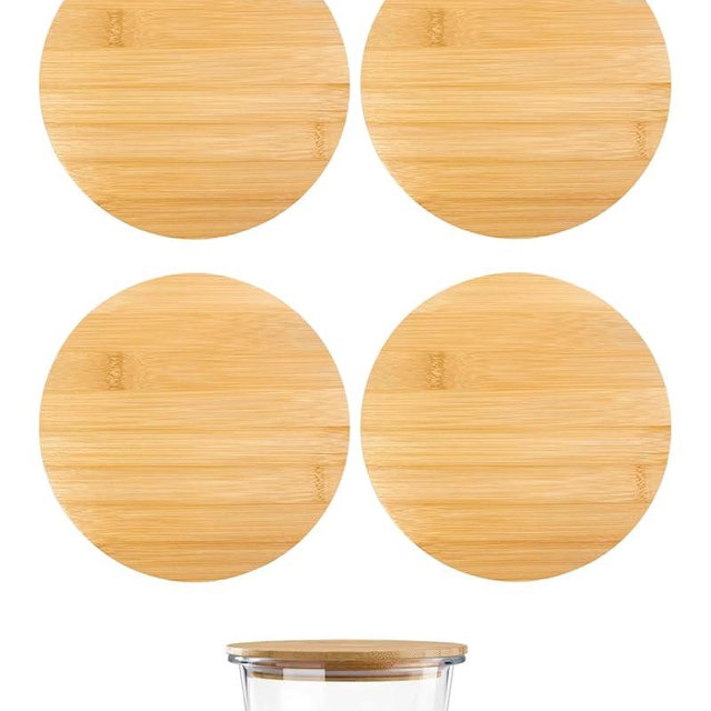 Replacement Lid for Pyrex - Only Compatible With 7402-PC 7 Cup Container Bowl,Wooden Round Storage Cover Lids,BPA Free,Reusable Food Storage Lid Airtight Seal Lids Protects Food from Spoilage, 4 Pack