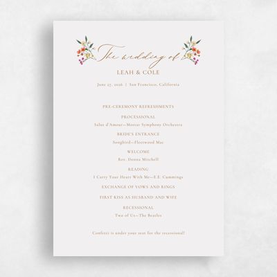 Smoke, Grey Wedding Program - Agave