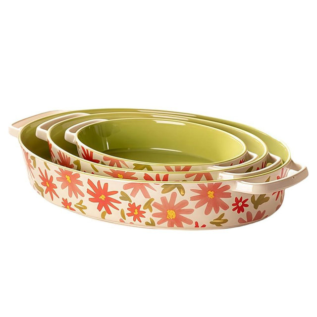 TUSIMI Ceramic Bakeware Set of 2,Casserole Baking Dish Ceramic, Rectangular Porcelain Bakeware Serving Dish Lasagna Pan Stoneware for Oven, Microwave, Convection Oven, Dishwasher Safe(Green)