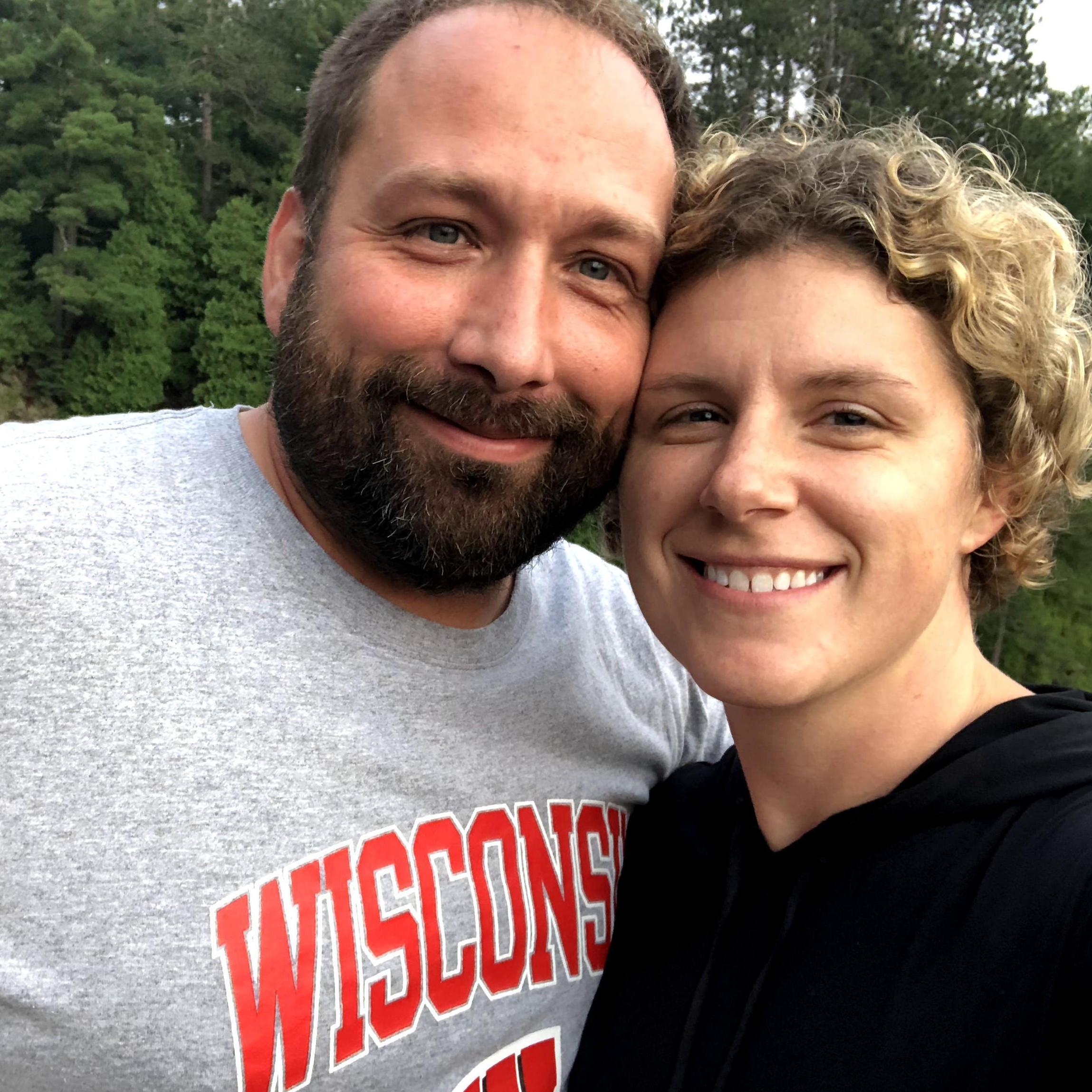 We pulled into Pattison State Park. Henry pulled Doug aside and said, "This is the perfect time and place". They schemed, Henry distracted Thomas, Katie said "yes" at the top of Big Manitou Falls.