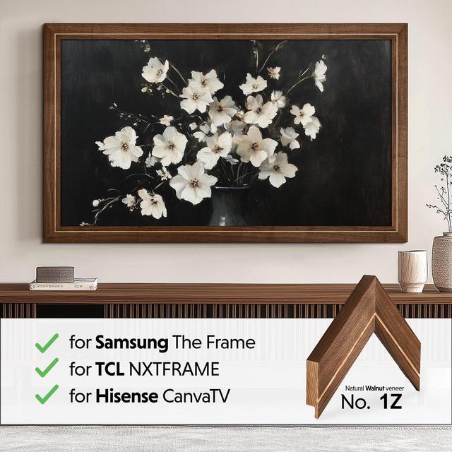 Dark Walnut TV frame for Samsung The Frame, Black Walnut Hisense CanvasTV Mount, Tv Bezel for TCL NXTFrame, Sizes 32 43 50 55 65 75 85 inch