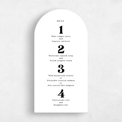 White Arch Wedding Menu - Bolduc Classic