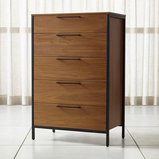 James Walnut with Black Frame 5-Drawer Chest